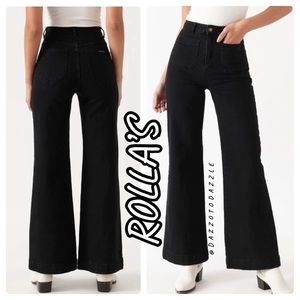 ROLLA’S Sailor Hi-Rise Wide-Leg Jean in Washed Black | 28​